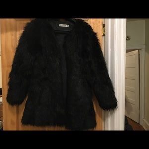 Black faux fur 3/4 ladies jacket